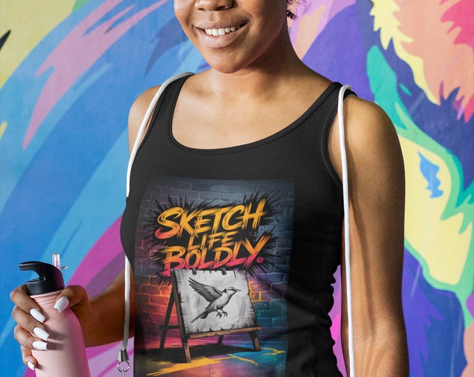 Sketch Life Boldly Unisex Jersey Tank, Artist Gift, Graphic Tee, Casual Wear, Summer Top, Creative Apparel