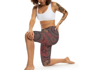 Boho Paisley Capri Leggings: Floral Print Activewear