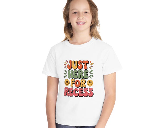 Just Here for Recess Youth Tee, Fun Playtime Shirt, Summer Camp Apparel, Kids Campus Wear, Birthday Gift for Kids