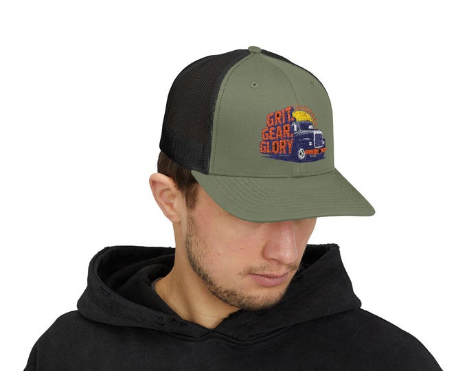 Grit Gear Glory Snapback Cap, Trucker Hat, Adjustable Baseball Cap, Vintage Retro Cap, Men Women Unisex