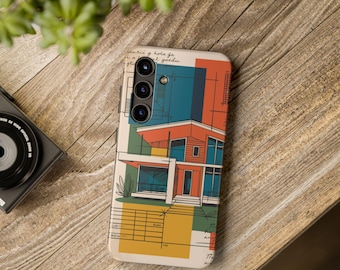 Mid-Century Modern Phone Case, Architectural Design Tough Case, Unique Gift for Home Decor Lovers, Stylish Smartphone Cover, [...]