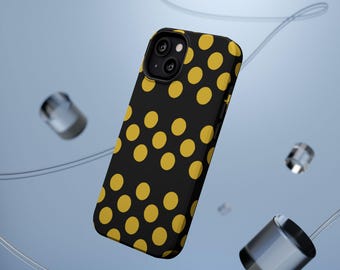 Trendy Polka Black and Gold Dot Phone Case | Stylish Impact-Resistant Cover, Gift for Teens, Birthday, Fun Design, Accessible Style