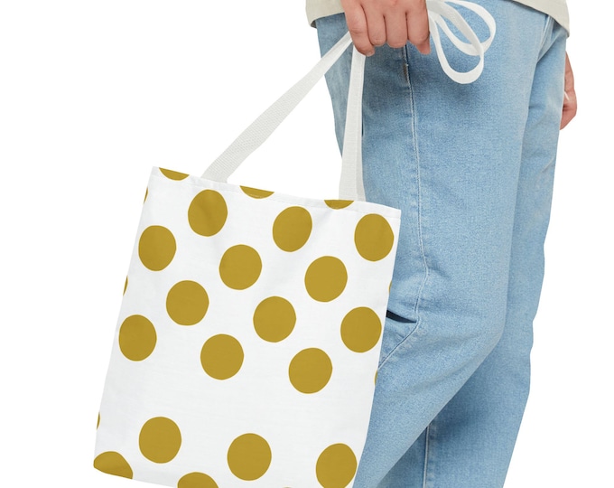 Chic Polka Dot Tote Bag, Everyday Use Bag, Eco-Friendly Shopping Bag, Gift for Her, Trendy Canvas Tote, Stylish Beach Bag