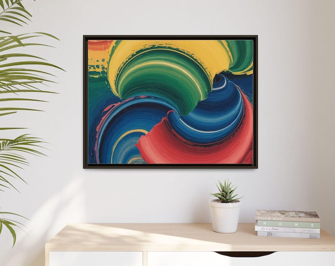 Vibrant Abstract Wall Art, Colorful Home Decor, Modern Framed Canvas, Artistic Gift for Any Occasion, Living Room Wall Accent