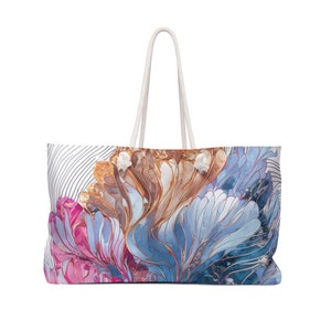 Golden Floral Weekender Bag: Travel Duffel, Overnight Tote