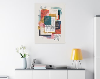 Abstract Geometric Handwritten Art Wall Decor, Stretched Canvas Artwork, Modern Minimalist Design, Office Decor, Home Wall