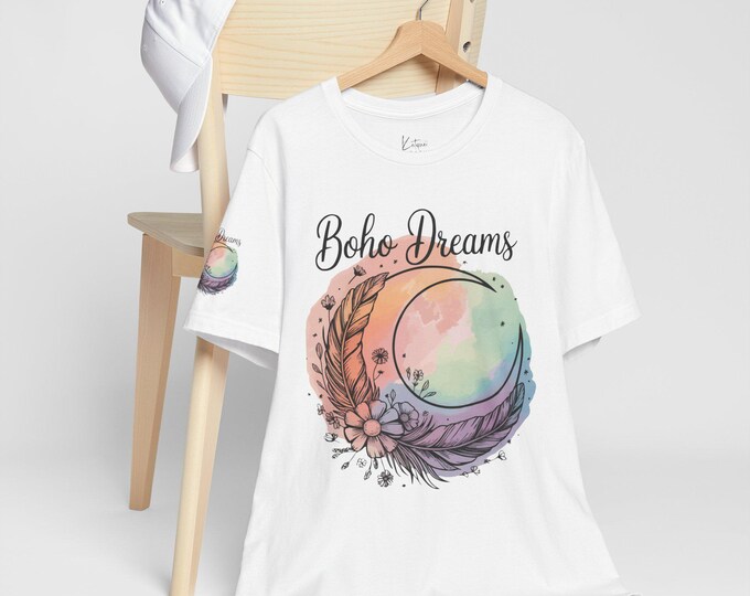 Boho Dreams Unisex Tee | Soft Cotton Graphic Shirt, Casual Wear, Bohemian Style, Gift for Her, Dreamy Aesthetic