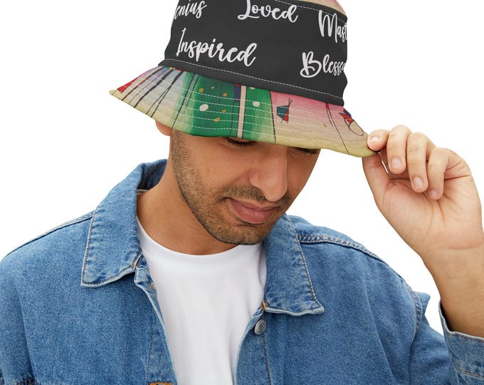 Inspirational Bucket Hat - AOP, Motivational Gift for Friends, Summer Accessory for Women, Trendy Bucket Hat, Festival Headwear, [...]