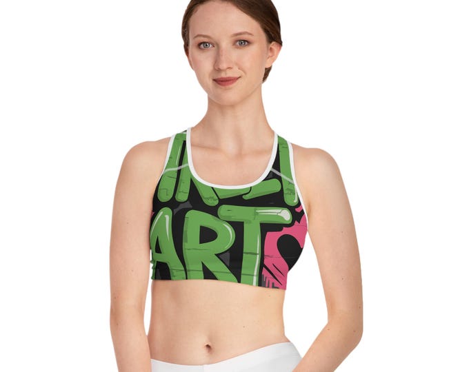Artistic Sports Bra, Fitness Top, Workout Bra, Trendy Gym Wear, Gift for Athletes, Activewear for Art Lovers