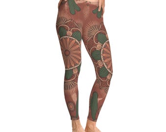 Bohemian-Style Stretchy Leggings, Comfortable AOP Leggings, Yoga Pants, Festival Wear, Everyday Casual