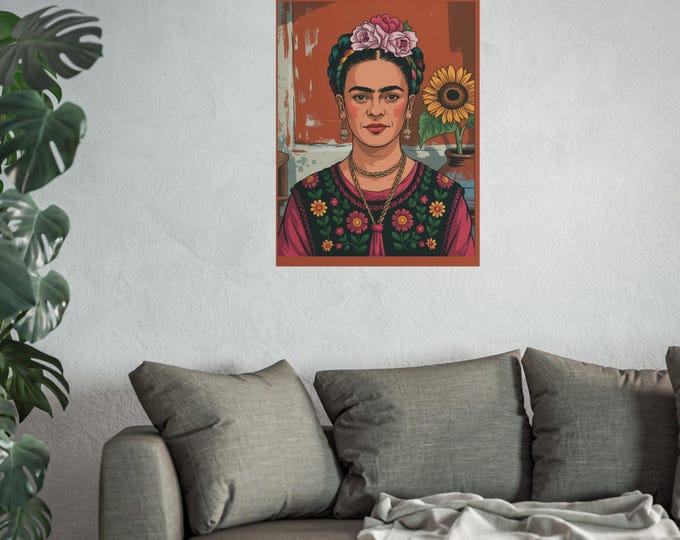 Frida Kahlo Poster, Wall Art Print, Mexican Artist Portrait, Home Decor, Art Print, Vintage Artwork, Art Lover Gift