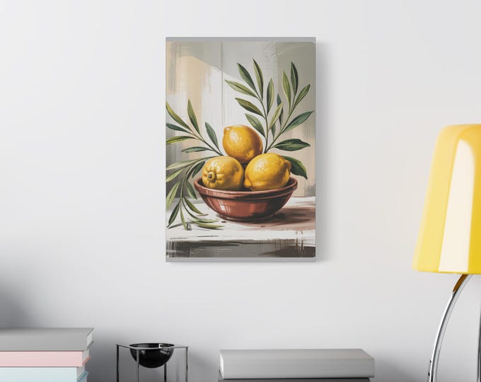 Lemon Artwork Canvas Print, Home Decor, Kitchen Wall Art, Farmhouse Style, Gift for Fruit Lovers