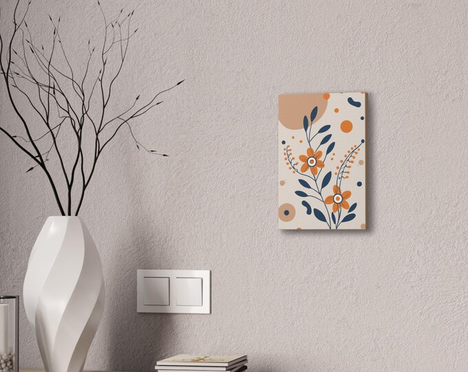 Botanical Canvas Stretched, Minimalist Wall Art, Nature Inspired Decor, 0.75" Thickness