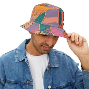 Vibrant Bucket Hat - Riding the Wave Design | Summer Accessories, Beachwear, Festival Hat, Vacation Gear, Unique Gifts