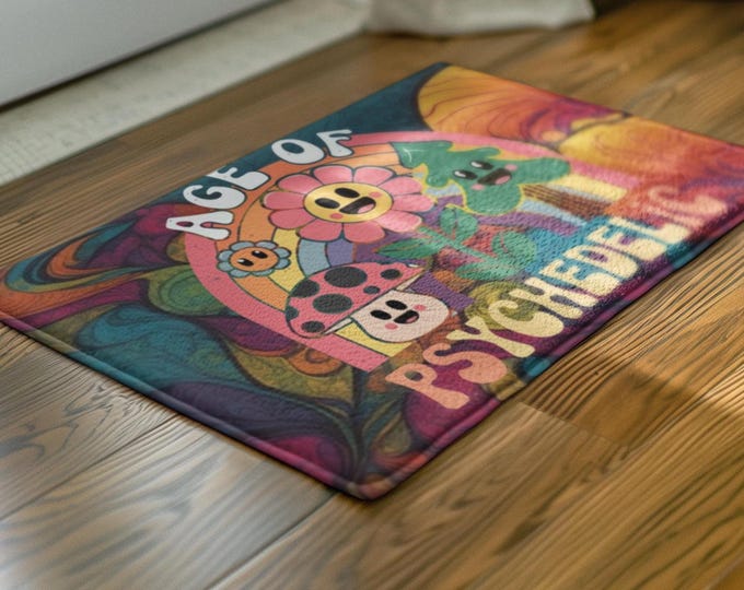 Psychedelic Doormat, Fun Home Entry Rug, Colorful Welcome Mat, Unique Indoor Outdoor Decor, Perfect for Parties and Gifts