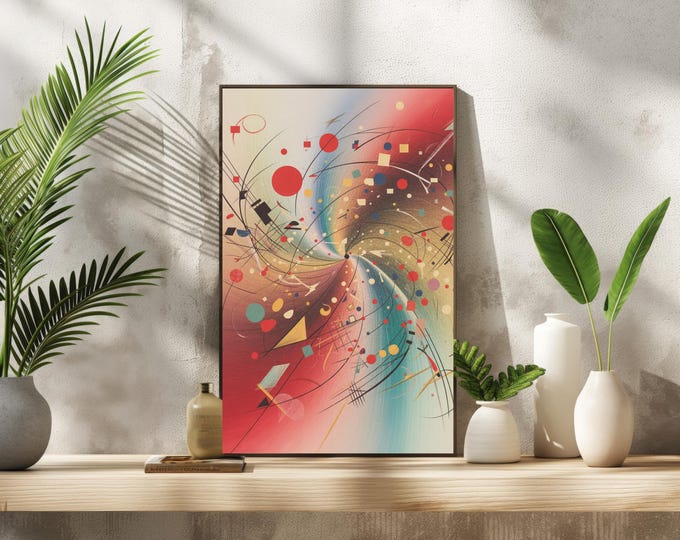 Wall Art, Kandinsky Inspired Whirl of Nothing Wall Art Print with Frame, Abstract Modern Home Decor, Fine Art Canvas, Colorful Framed