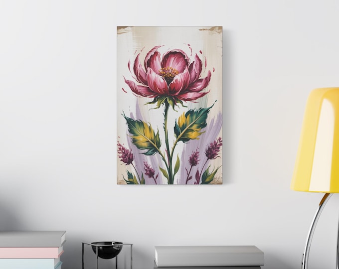 Floral Wall Art Print, Pink Flower Canvas, Home Decor, Gift for Her, Nature Lovers Art, Modern Floral Decor, Valentine's Day Gift