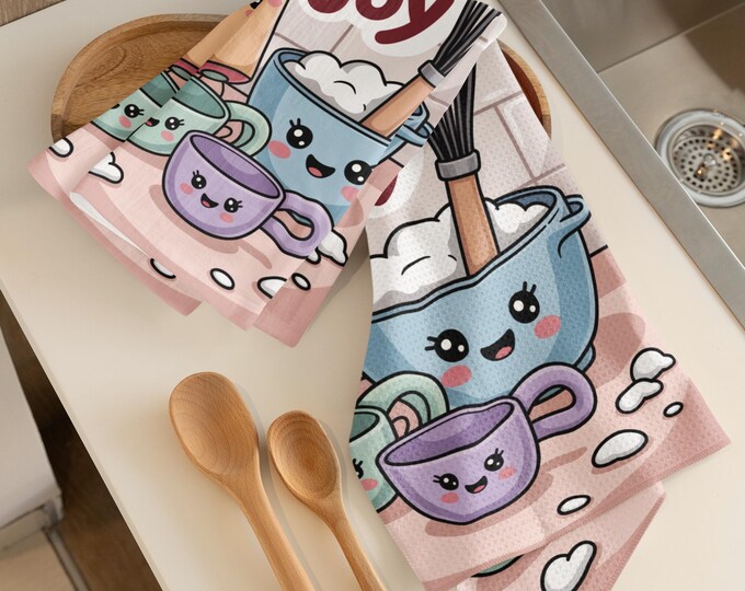 Cute Baking Hand Towel - Bake with Joy, Kitchen Decor, Gift for Bakers, Fun Cooking Towel, Hostess Gift, Home Accessories