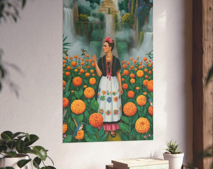 Frida Kahlo Art Print, Vibrant Fine Art Poster, Colorful Wall Art, Gift for Art Lovers, Floral Decorations