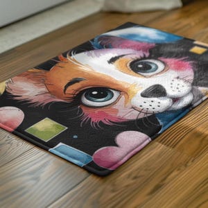 Pet Doormat, Colorful Dog Welcome Mat, Home Decor, Rug, Housewarming Gift, Indoor Outdoor, Non-Slip, Cute Puppy Entryway, Vibrant Pet Lover