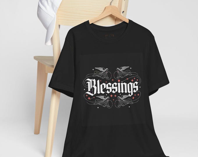 Blessings Graphic Tee, Unisex Short Sleeve Shirt, Casual Wear, Gift for Friends, Positive Vibes, Everyday Comfort, Spiritual Fashion