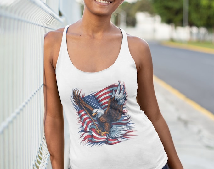Unisex American Eagle Flag Tank, Patriotic Jersey Tank Top, USA Flag Shirt, American Flag Tee