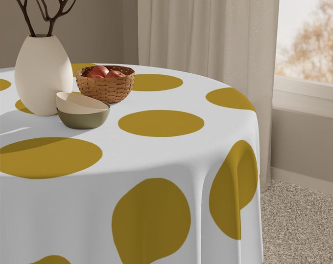 Chic Gold Polka Dot Tablecloth, Modern Home Decor, Party Tablecloth, Elegant Dinning, Festive Gatherings