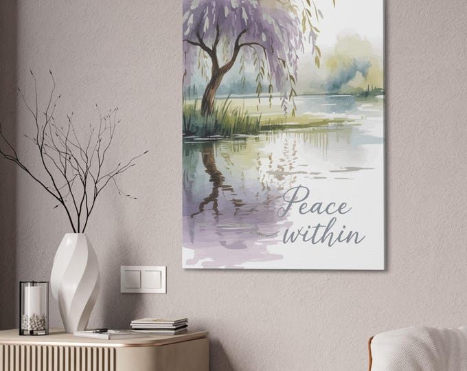 Serene Canvas Art Print, Peace Within Wall Decor, Nature Themed Artwork, Living Room Accent, Gift for Nature Lovers