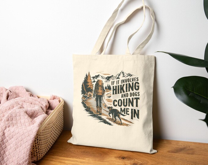 Adventure Tote Bag, Outdoor Travel Canvas Bag, Hiking Tote, Nature Lover Gift, Reusable Shopping Bag