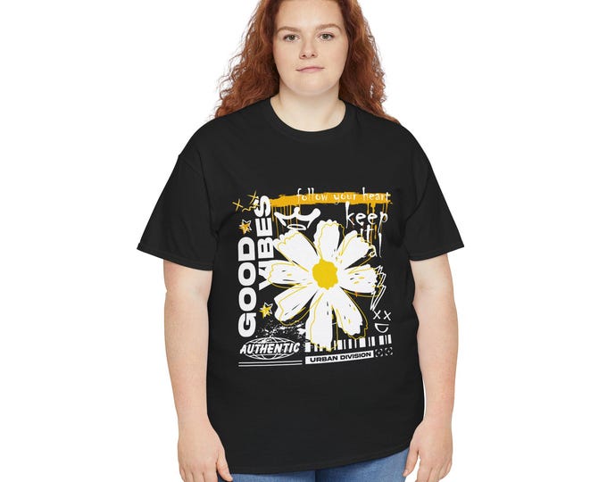 Sunny Daisy Urban Streetwear Tee, Flower Graphic Shirt, Retro Floral Top, Cotton Daisy Tshirt, Graphic Tee for Men and Women