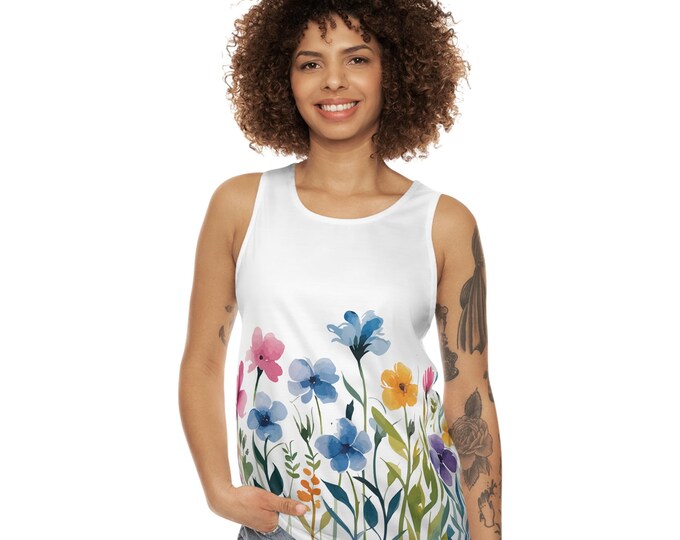 Floral Garden Unisex Tank Top - Perfect for Summer, Beach Days, Fitness, Yoga, Outdoor Events, Gifts for Nature Lovers