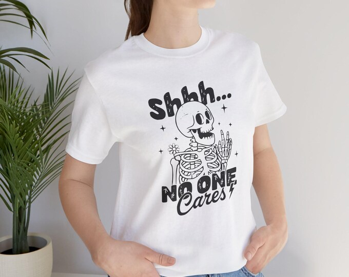 Skeleton Humor Tee, Funny Graphic T-Shirt, Cool Unisex Jersey Shirt, Hipster Gothic Top, Halloween Skeleton Tee