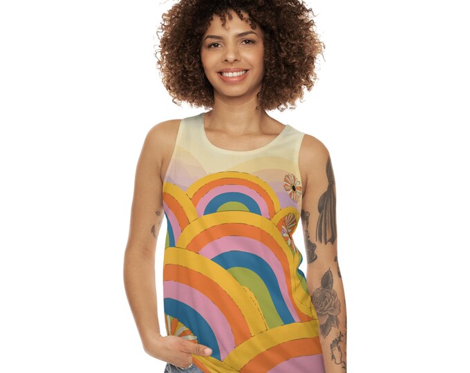 Sunset Vibes Unisex Tank Top - Colorful Beach Wear, Summer Essentials, Festival Apparel, Gift for Her, Casual Fashion