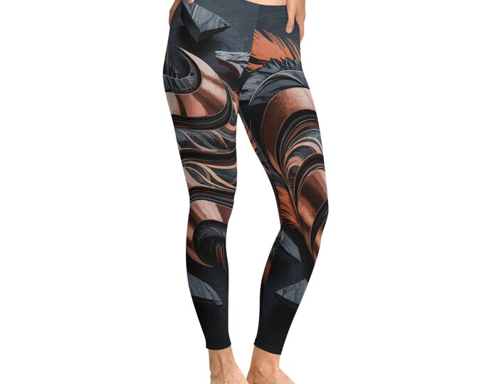 Artistic Stretchy Leggings for Yoga & Everyday Wear, Trendy Fitness Leggings, Comfortable High-Waisted Leggings, Unique Workout Gear,