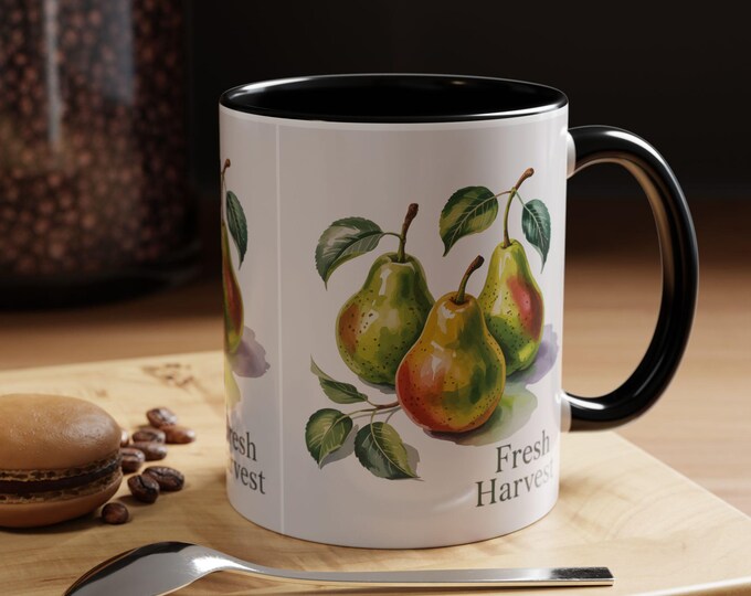 Harvest Pear Coffee Mug, Fresh Harvest Mug, Fall Decor, Gift for Fruit Lovers, Coffee Lover's Mug