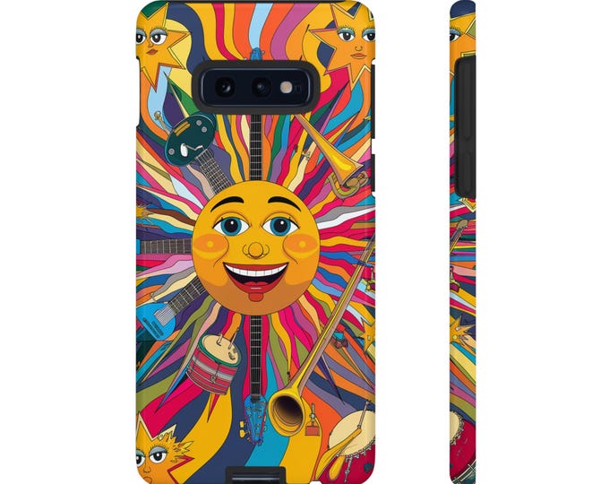 Sunburst Psychedelic Phone Case, Hard Shell Phone Cover, Funky Abstract Design, Protective Case, Trendy Phone Accessory