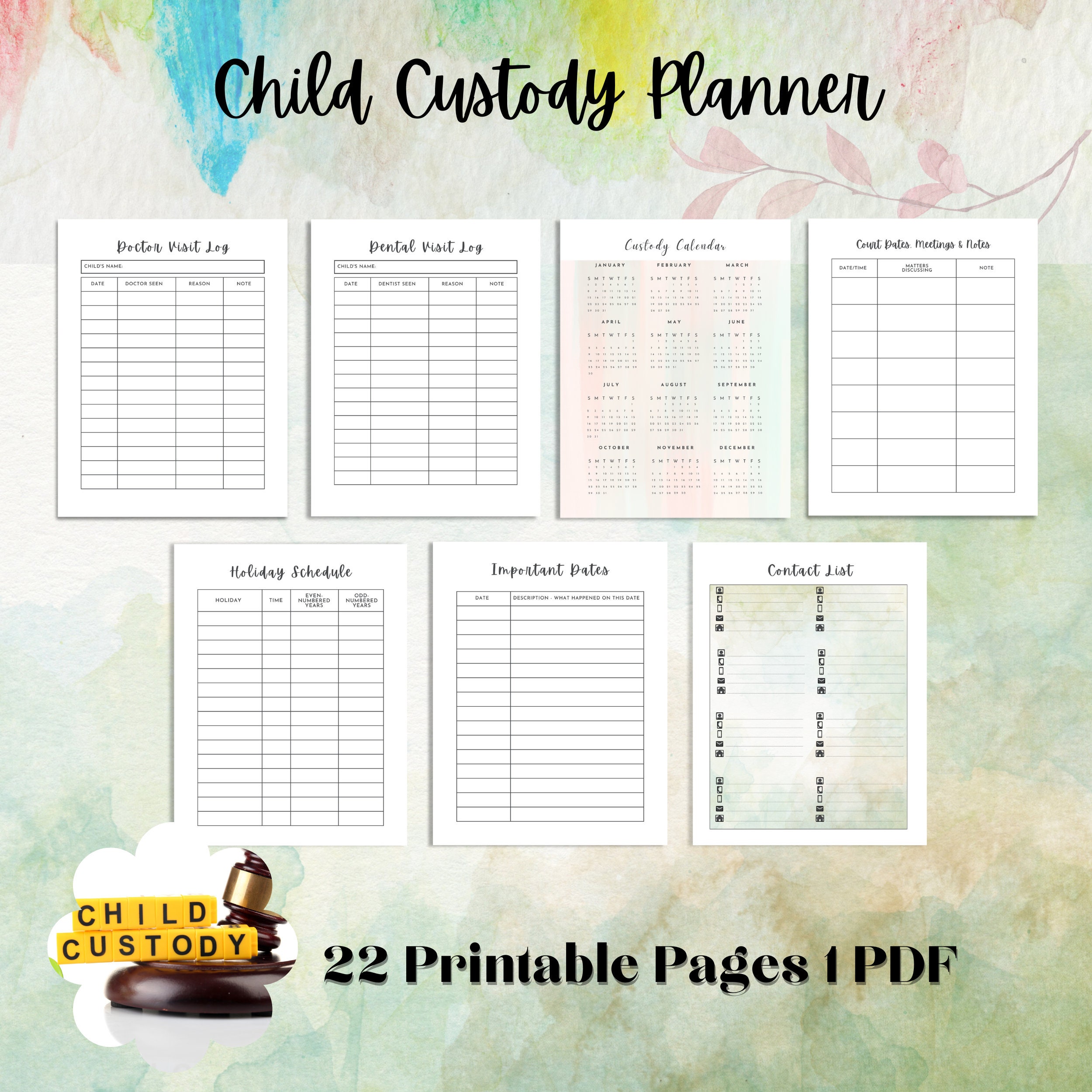 Printable Child Custody Planner, 22 Pages, Co-parenting Organizer ...