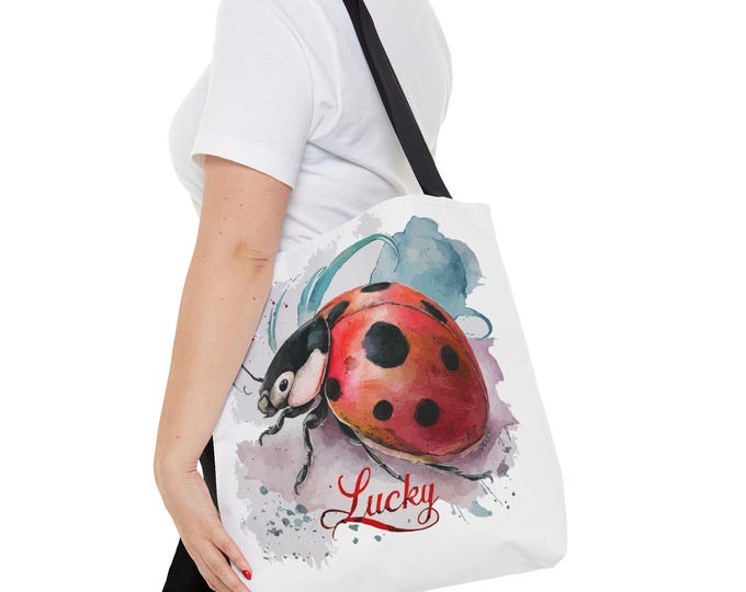 Lucky Ladybug Shoulder Bag, All Over Ladybug Print Tote, Garden Lover's Tote, Unique Gift for Her, Eco-friendly Bag