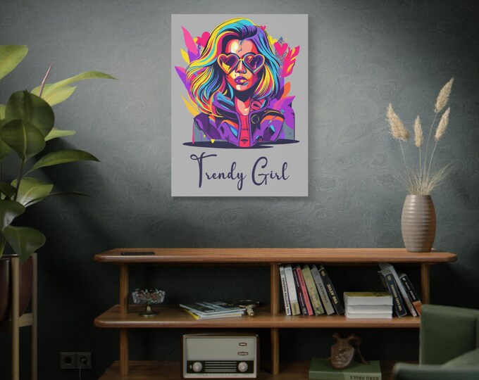 Colorful Trendy Girl Canvas Art, Wall Decor for Fashion Lovers, Vibrant Home Decoration, Gift for Her, Modern Artwork, Gallery Wall