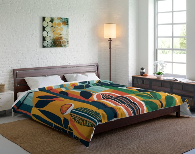 Abstract Forest Lightweight Comforter, Nature-Inspired Bedding, Cozy Bed Comforter, Forest Theme Bedroom Decor