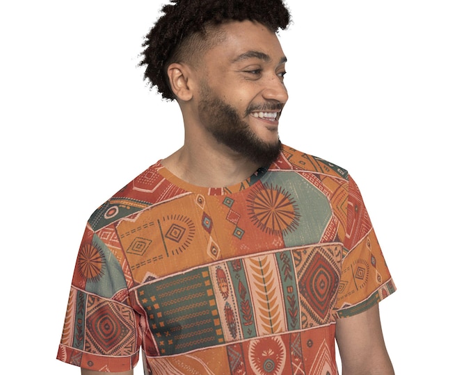 Men's Retro Style Sports Jersey, Colorful AOP Graphic Tee, Unique Sports Top, Birthday Gift for Him, Summer Fashion