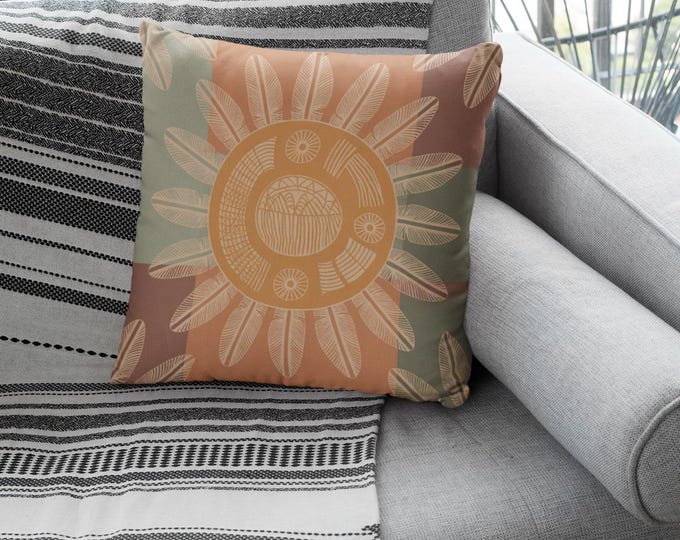 Boho Floral Square Pillow, Home Decor, Cozy Living Room Accent, Gift for Her, Bohemian Style Pillow, Nature-Inspired Decor