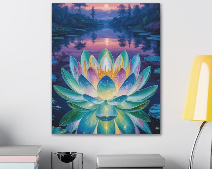 Tranquil Lotus Canvas Art - Mindful Home Decor, Zen Wall Art, Yoga Gift, Floral Meditation