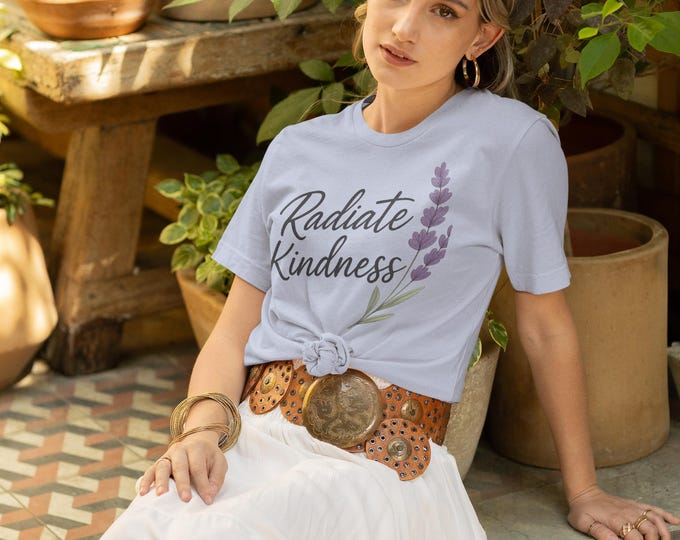 Radiate Kindness Shirt, Lavender Flower T-Shirt, Inspirational Self Care Tee, Mental Health Awareness Shirt, Gift for Her, Kindness Apparel