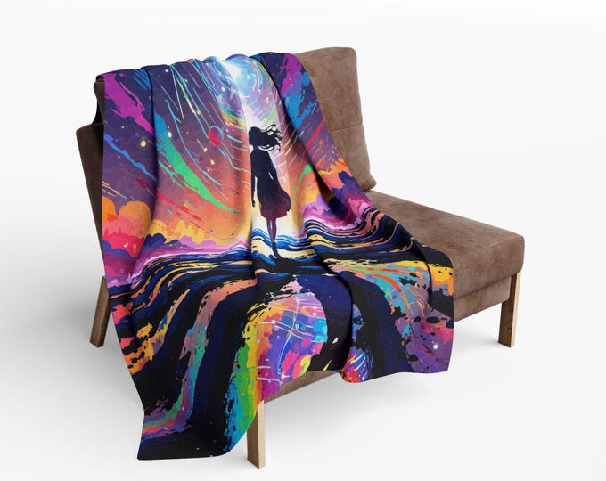 Cosmic World Arctic Fleece Blanket, Galaxy Throw Blanket, Space Theme Bedding, Gift For Space Lover, Unique Home Decor, great gift idea