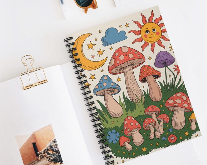 Whimsical Mushroom Spiral Notebook | Cute Journal for Nature Lovers, School Supplies, Creative Writing, Gift for Friends, Eco-Friendly Diary