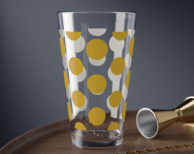 Gold Polka Dot Mixing Glass 16 oz