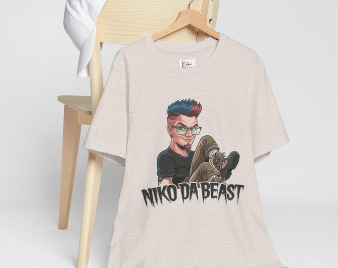 Niko Da Beast Graphic Tee – Unisex Gamer T‑Shirt, Cool Character Design, Birthday Gift