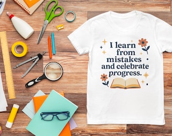 Inspirational Youth T-Shirt, I Learn from Mistakes - Motivational Kids Tee, Positive Quote Shirt, Youth Empowerment Clothing, Gift for Young