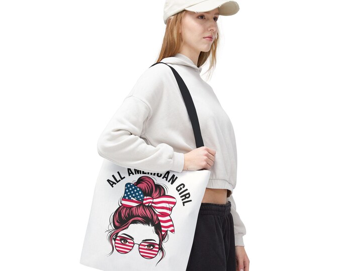 Show Your Stars & Stripes with Our All American Girl Tote Bag - Perfect Patriotic Gift!